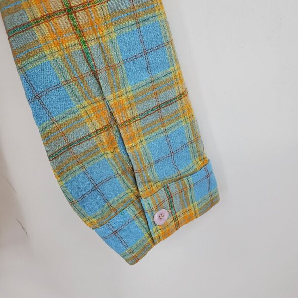 NWT Fate Women's Multicolor Button Front V Neck Plaid Long Sleeve Shirt Medium - Picture 8 of 11
